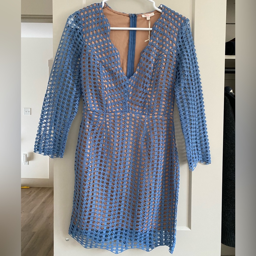 LUXXEL Blue Mini Long Sleeve Dress